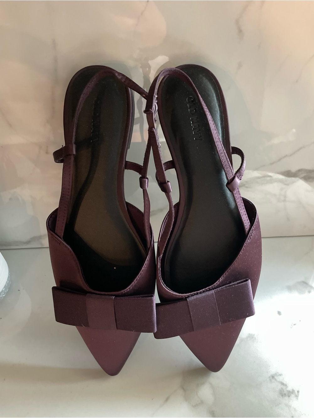 Old Navy Plum Pointed Toe Slingback Flats with Bow